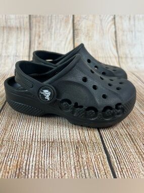 Crocs Children Baya Black Clog Slip On Sandal Shoes Size 7C Kids